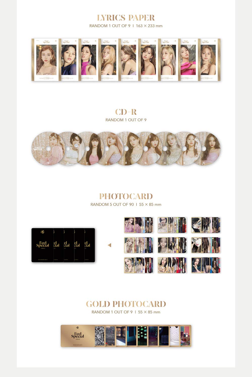 Jyp Twice Feel Special B Version 8th Mini Album Cd p Photobook Lyrics Paper 5photocards Gold Photocard Pre Order Benefit Folded Poster Twice Amazon Fr Cuisine Et Maison