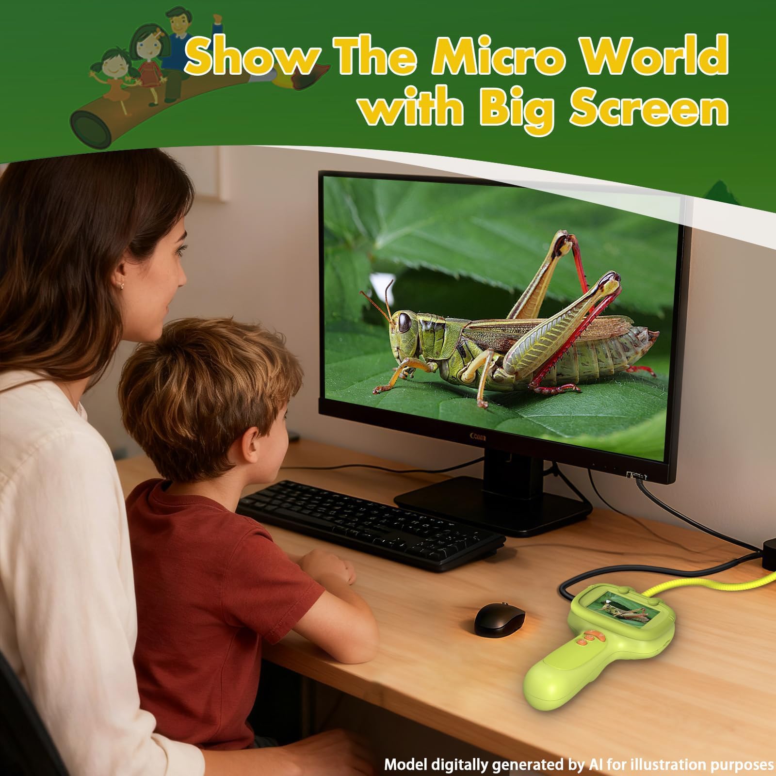 Daxiongmao Endoscope Camera for Children, 1080P Pädagogisches Wissenschafts-Erkundungsspielzeug Set, Naturaktivitäten Endoskopkamera Mit Licht, Birthday Gift for 3 4 5 6 7 8 9 10 Years Boys and Girls