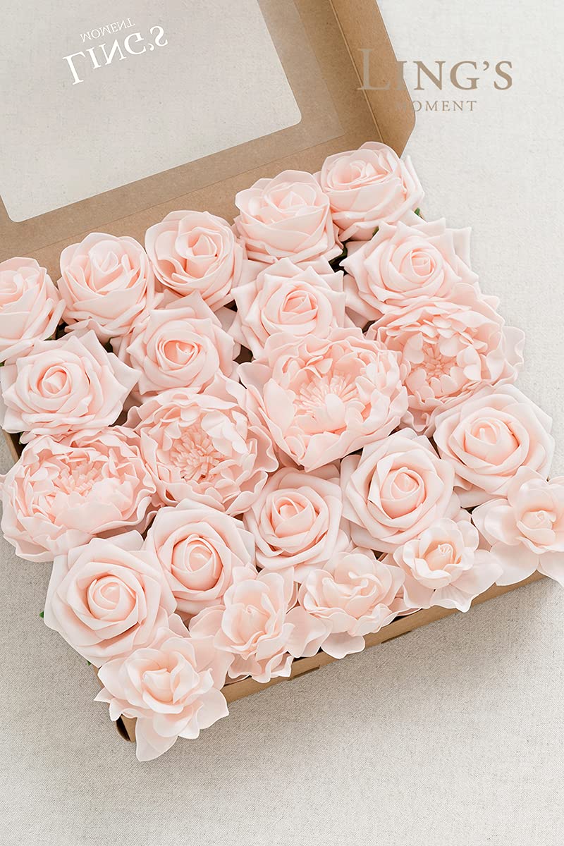 Ling's Moment Artificial Flowers Combo Box Set for DIY Wedding Bouquets Centerpieces Arrangements Bridal Shower Party Home Decorations