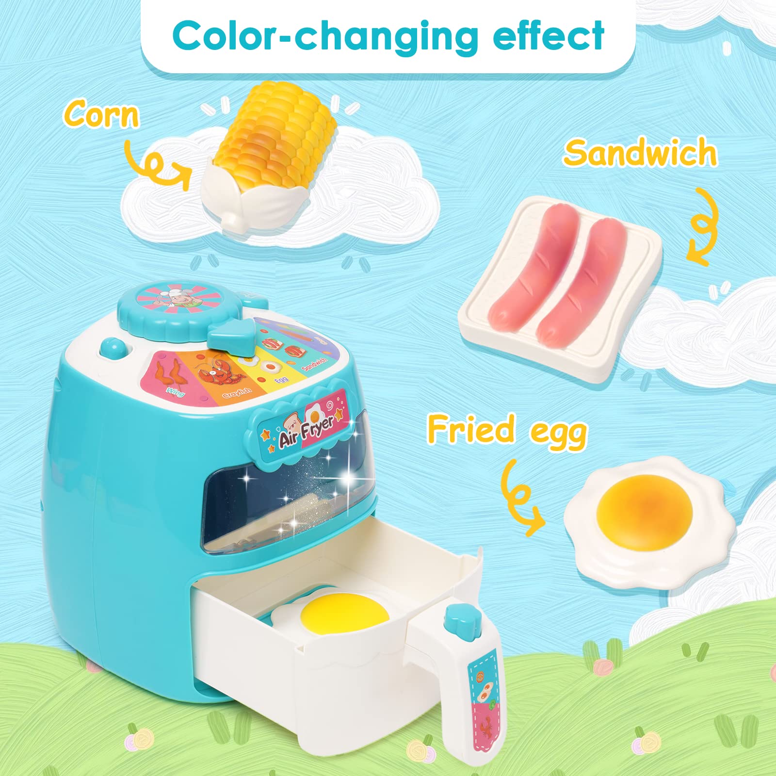 Pretend Play Kitchen Wooden Toy Set For Kids With Realistic Light And Sound