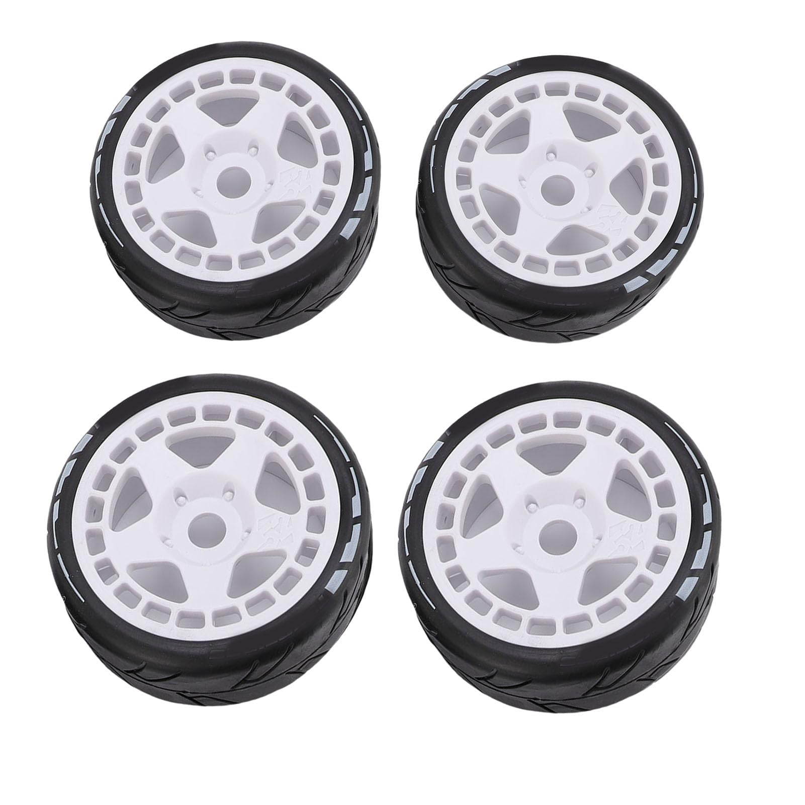 Pneumatici da Rally RC 4pcs, Plastica Robusta da 17 Mm 1/8 Pneumatici per Ruote per Auto RC con Uso Versatile, Durata Notevole, Installazione Rapida e Facile, Prestazioni Ottimali con (WHITE)