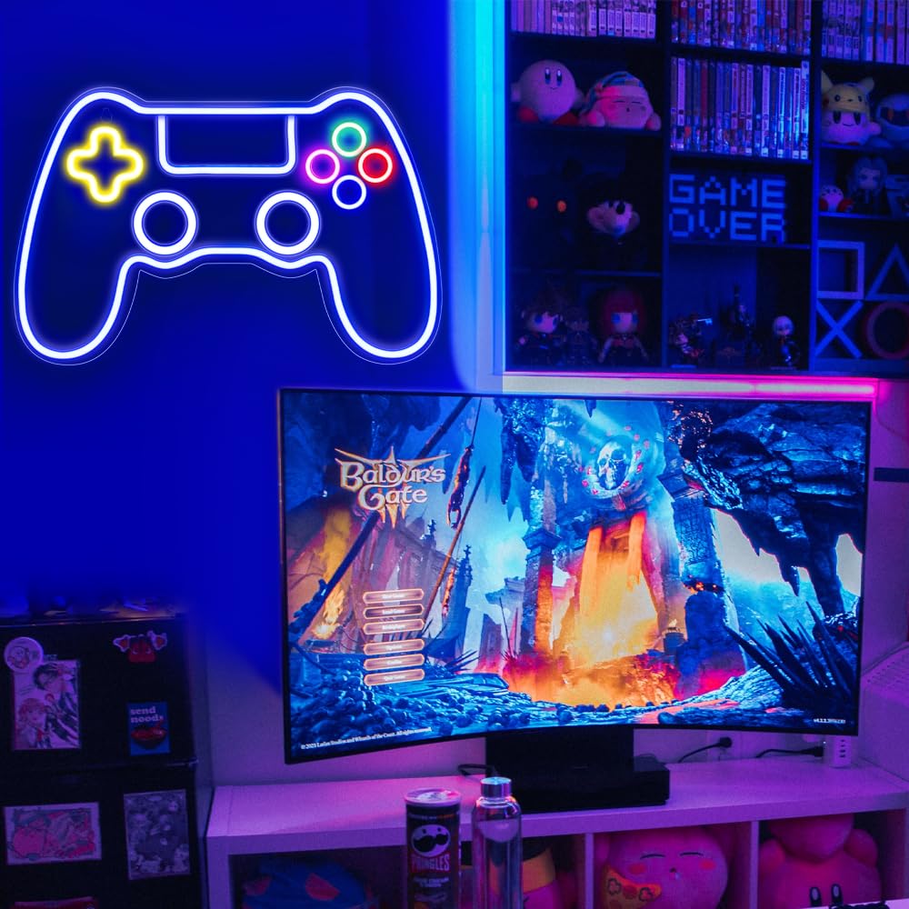 Insegna Neon LED per Gamer, Decorazione per Stanza dei Giochi e Camera Ragazzo, Miglior Regalo per Videogiocatori, Bambini e Adolescenti (15.75x10.63in)