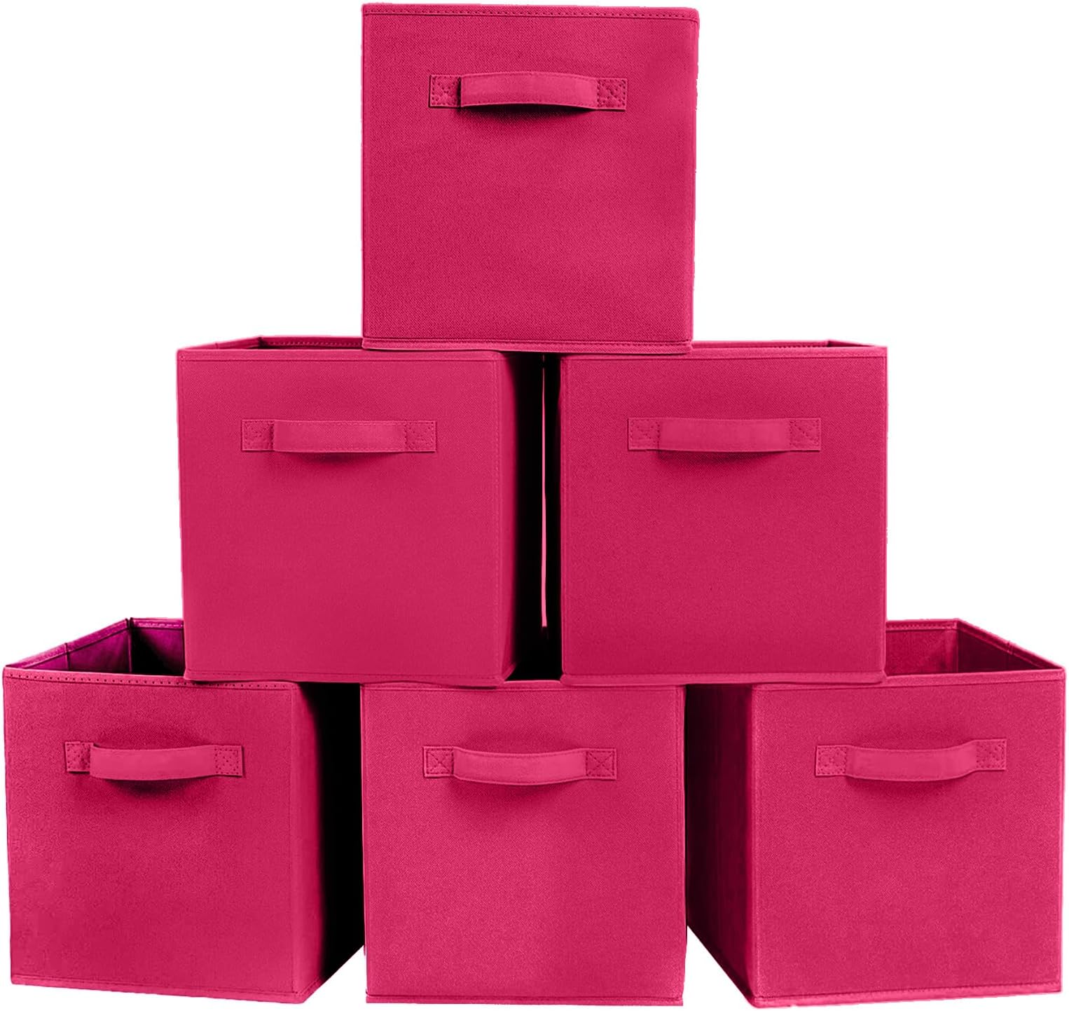 Powerking Storage Cubes, Foldable Fabric Boxes And Cloth Organizer Drawer For Closet Toys Bin, 6 Pack, Rose