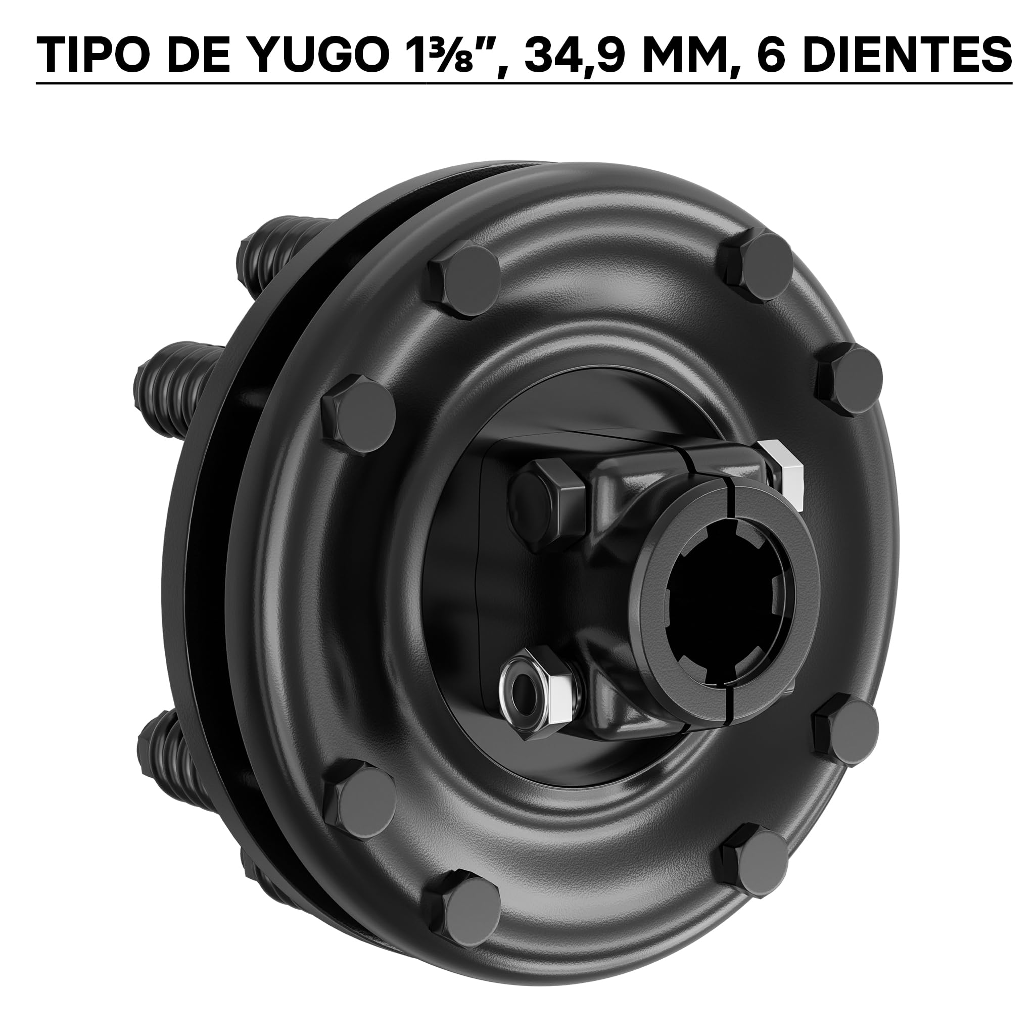 WilTec Acople Toma de Fuerza Eje Estriado 6 Dientes 1 3/8" Macho y Hembra, Eje cardán máx. 1200Nm, Negro