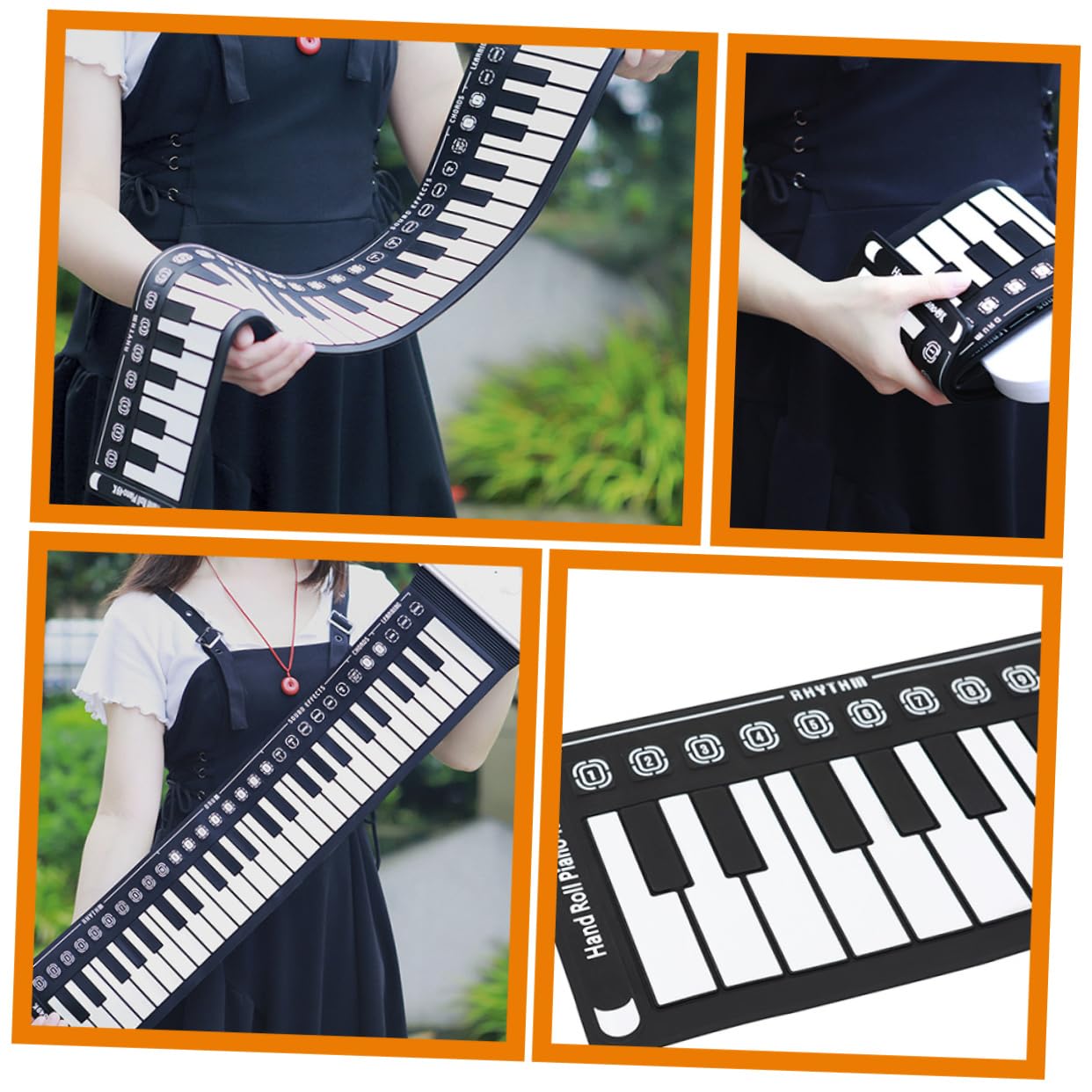 Pianola Portatile Pieghevole a 49 Tasti, Tastiera Elettronica Nera | Silicone e Abs, Altoparlante Integrato, per Adulti e Ragazzo Ragazza, Formato Arrotolabile