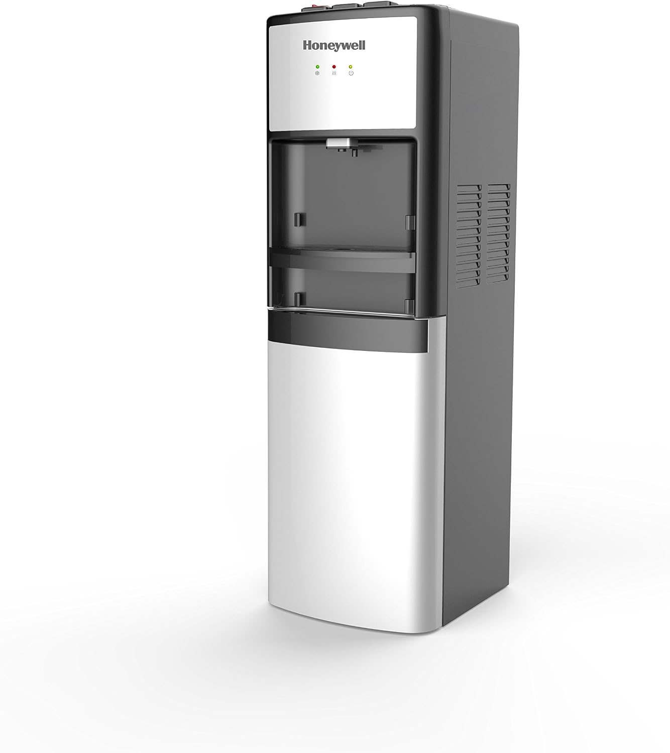 Honeywell HWB1083S 39-Inch Commercial Grade Freestanding Water Cooler Dispenser, Hot, Room and Cold Temperatures with 3 Tray Positions and Cabinet, Stainless Steel