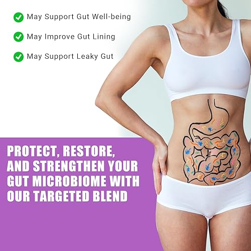 Miniatura 4 de Ancient Bliss Suplemento intestinal con fugas, cápsulas L de glutamina para apoyo intestinal con raíz de cardo bendito y hortensia, vegano y sin