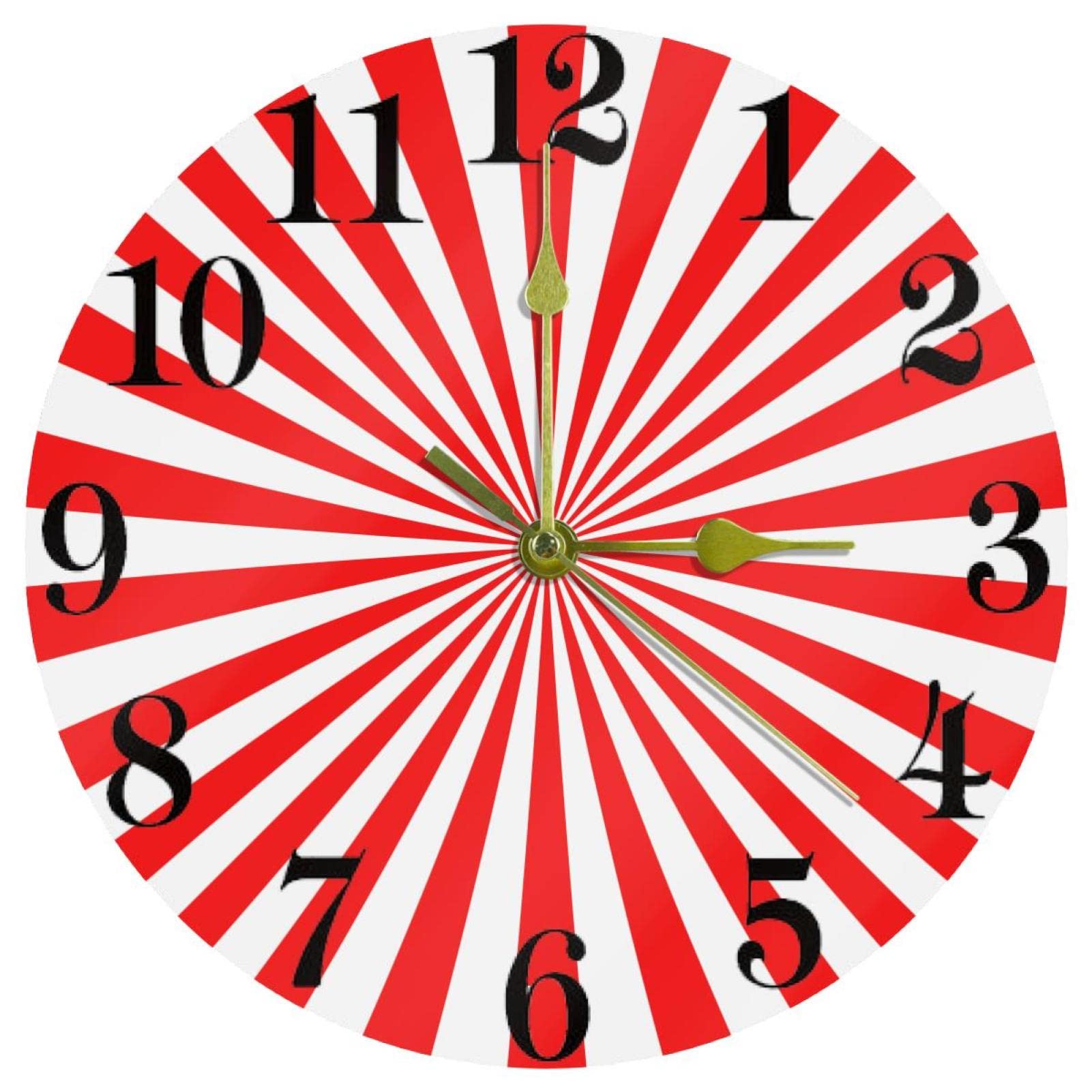 Horloge murale japonaise rouge 25,4 cm silencieuse pour salon maison bureau