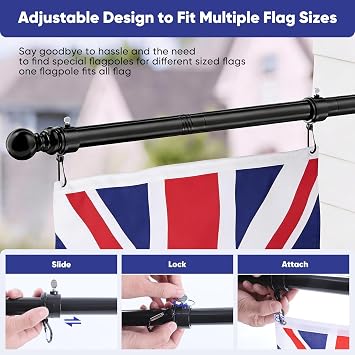 6FT Flagpole Kit,Flagpole with Bracket for Garden Yard Commercial Use