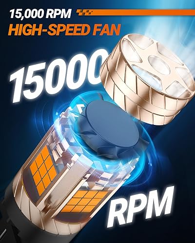 Miniatura 7 de SEALIGHT Bombilla LED 3157 3156, bombilla de señal de giro 3157 anti hiperflash con ventilador turbo, bombilla amarilla ámbar de 2700 K de repuesto