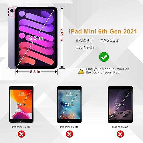 Miniatura 2 de Funda para iPad Mini6 (8.3 pulgadas, versión 2021) iPad Mini 6 generación, funda protectora delgada con función atril, función de encendido y