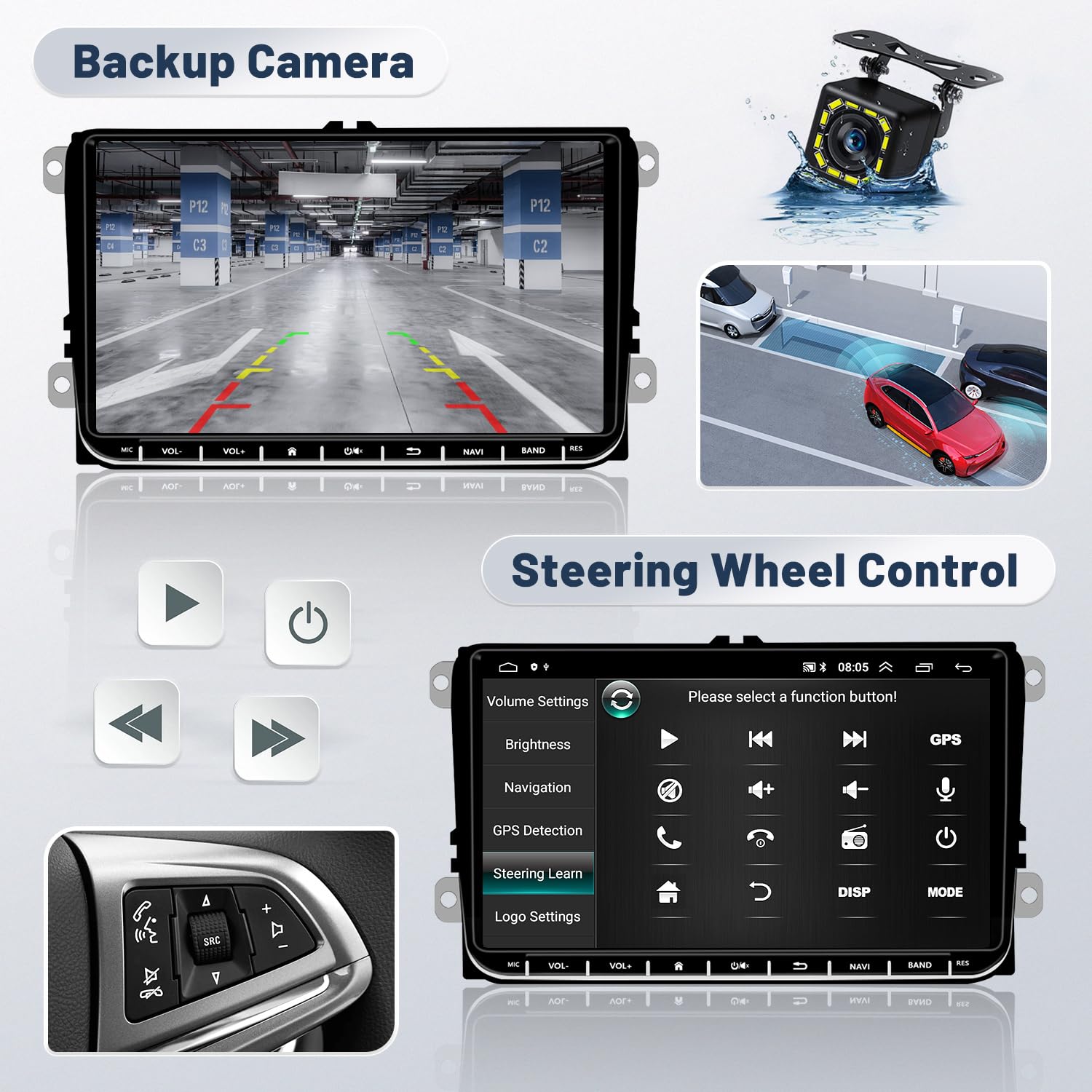 Hikity Android 13 Radio Coche para VW Passat Golf 5 6 Skoda con GPS WiFi, 9 Pulgadas Pantalla para Coche con Mirror Link EQ USB Autoradio Bluetooth con Cámara Trasera +CANBUS