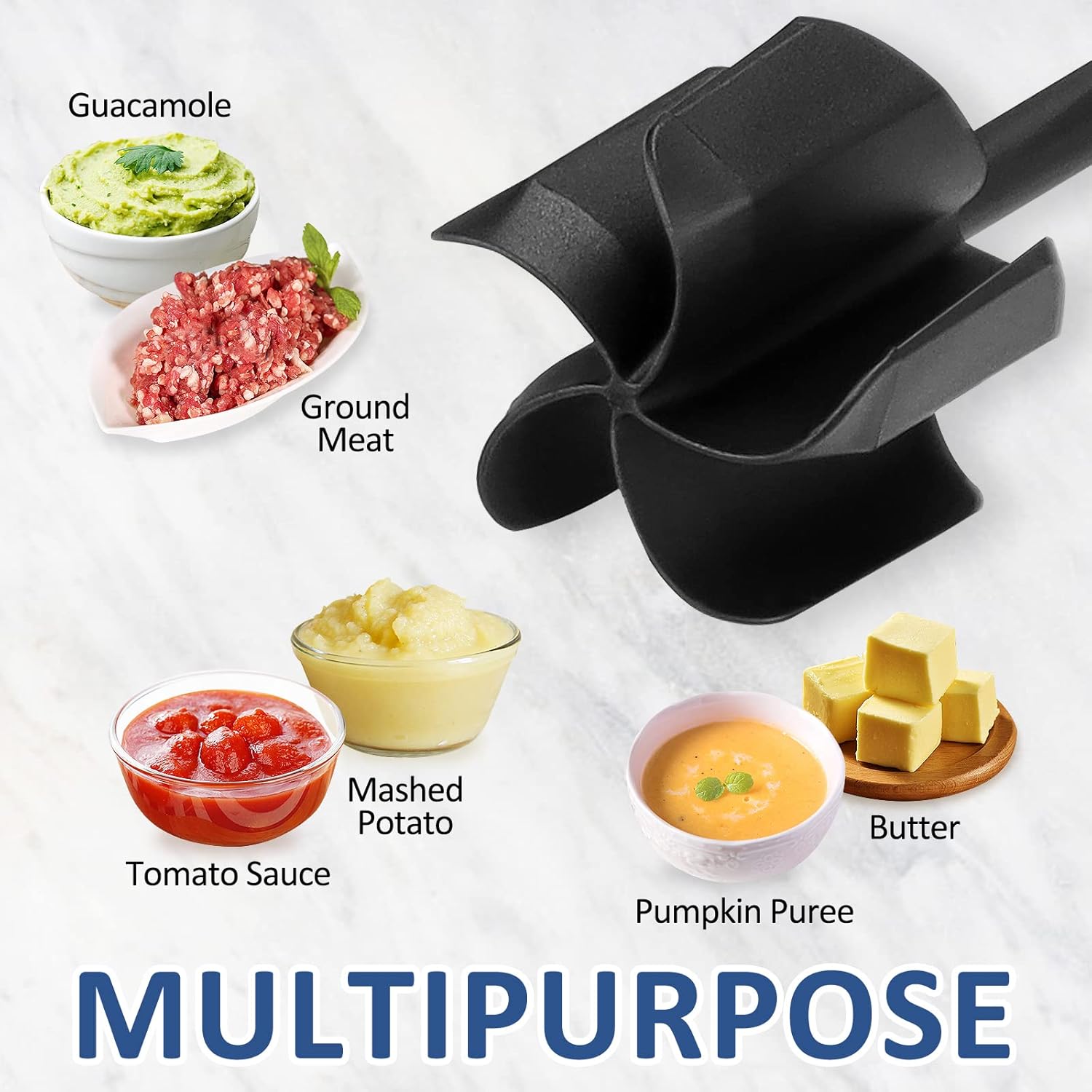 Ourokhome Rotary Cheese Grater Shredder and Hamburger Meat Chopper Stirrer, Round Food Slicer with 3 Drum Blades and Ground Beef Meat Breaker with Heat Resistant 5 Curved Blades