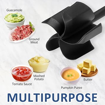 Ourokhome Vegetable Chopper Onion Cutter with Container Multifunctional Food Chopper with 2 Blades, Upgrade Meat Chopper and Potato Masher, Heat Resistant Ground Meat Smasher for Hamburger