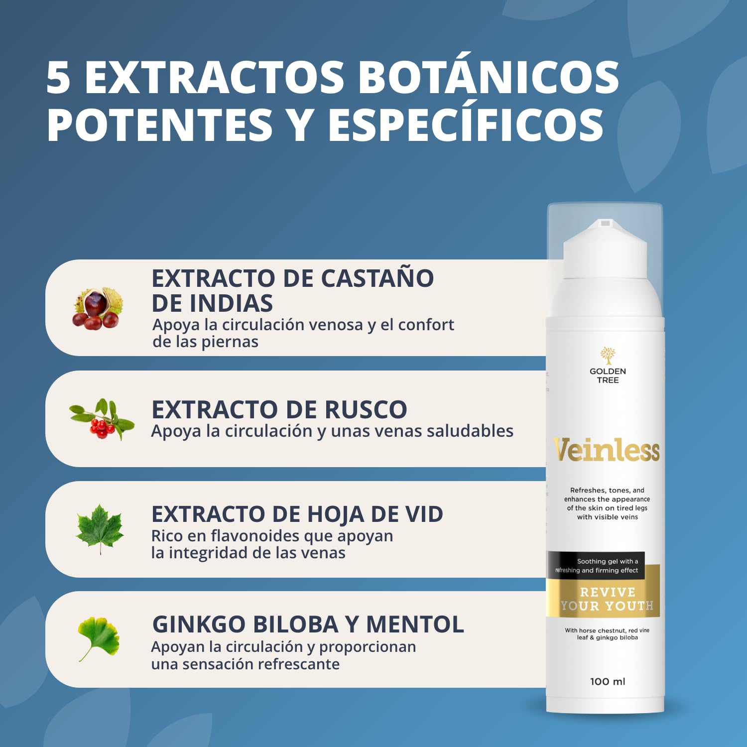 Golden Tree Veinless Gel Refrescante Piernas Cansadas, 100 ml