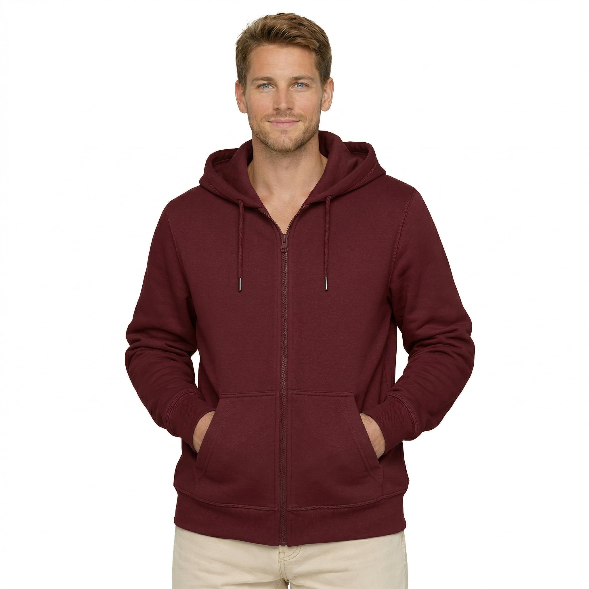 hoodlife True-Fit Men’s Solid Zip-Up Hoodie Sweatshirt | Cotton Fleece Jacket with Hood & Pockets | Casual Winter Wear for Men-picture-28