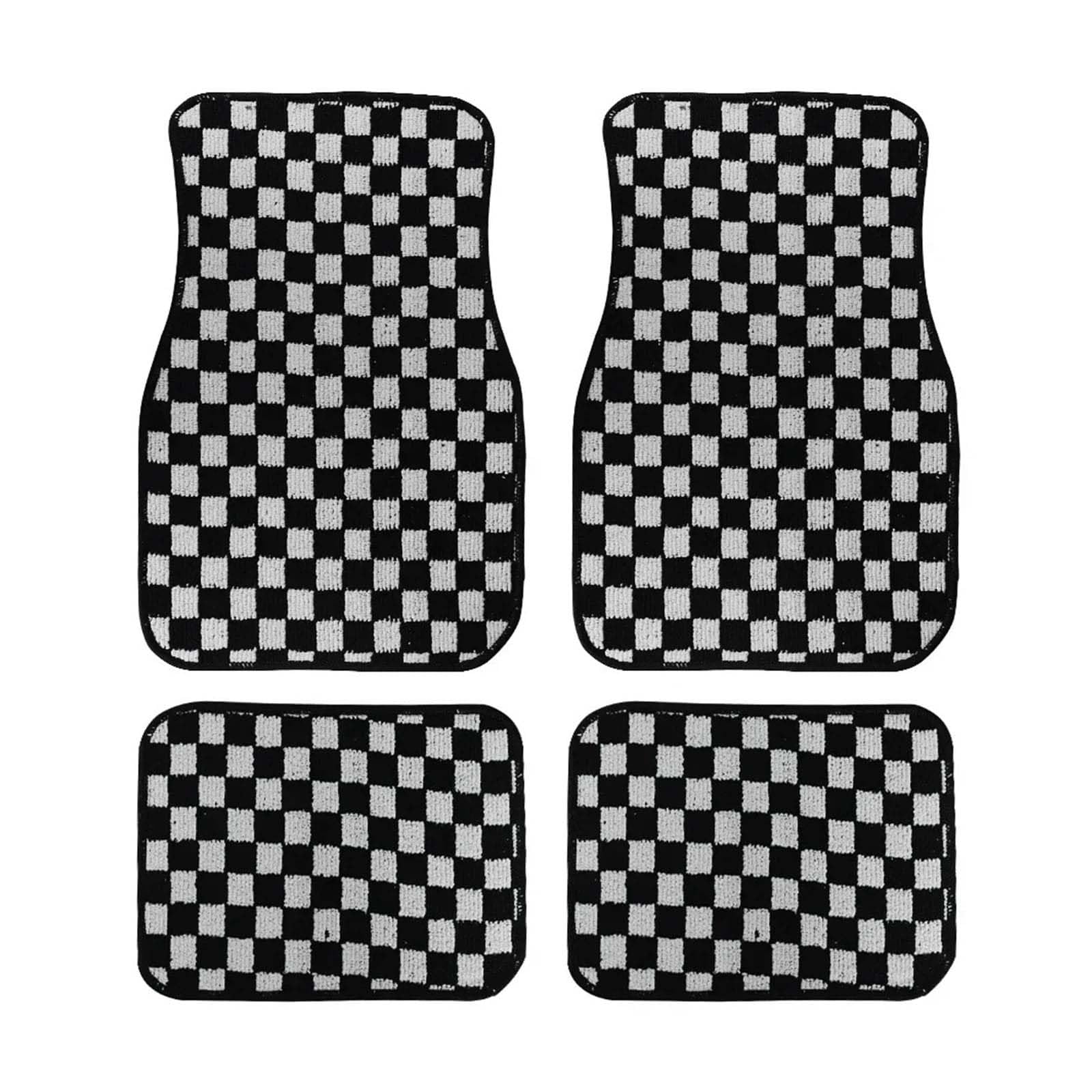 LKILFUWX for Geely Starray EM-i 2024-2025 Checkerboard Car Mats 4 Piece Set, Chequered Car Floor Mats Heavy Duty Non Slip Carpet Vehicle Front Rear Liners,C