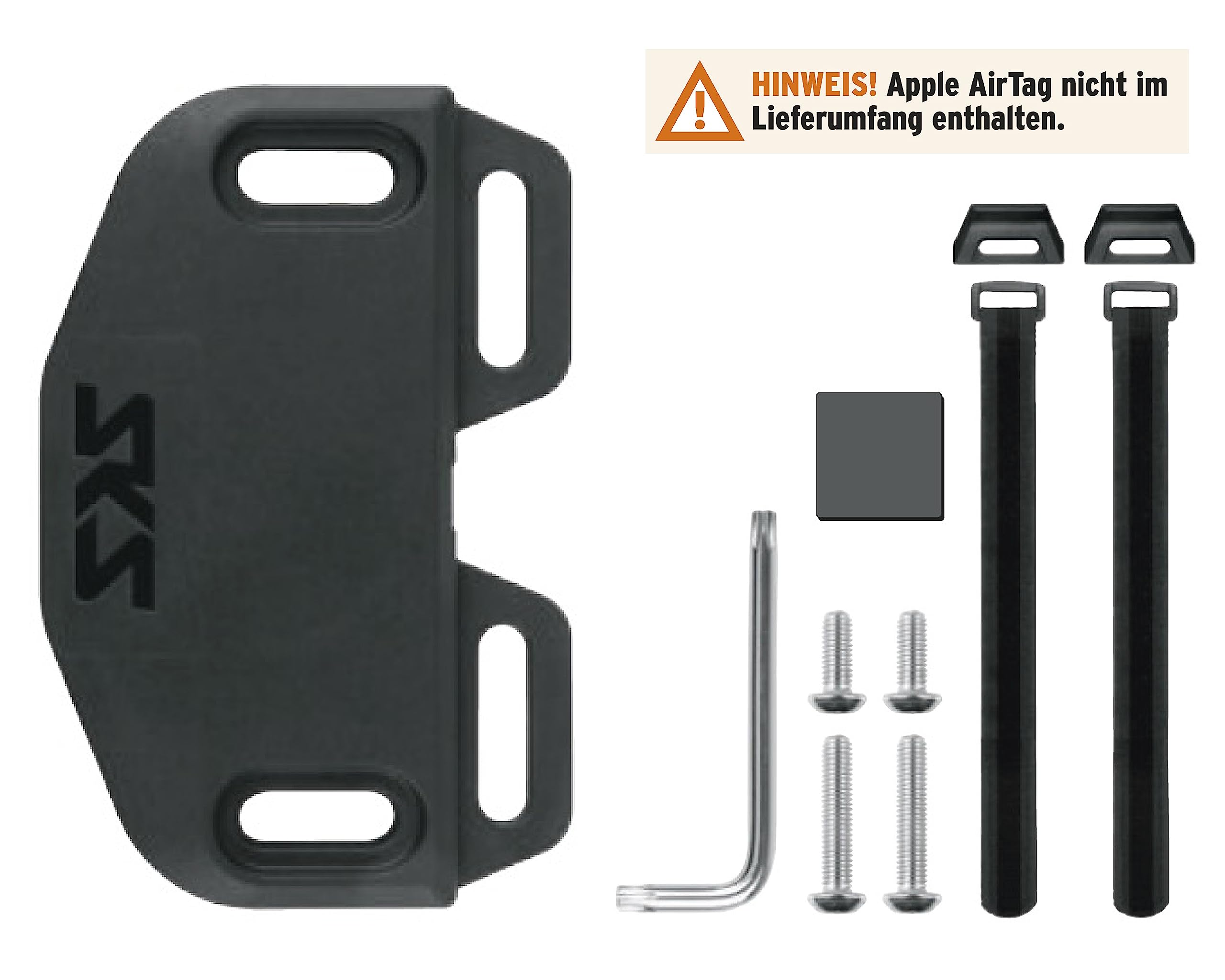 SKS GERMANY VELODETECT+ uchwyt do AirTag (akcesoria rowerowe do mocowania na ramie roweru, dyskretny montaż Apple AirTag, ochrona przed kradzieżą), czarny