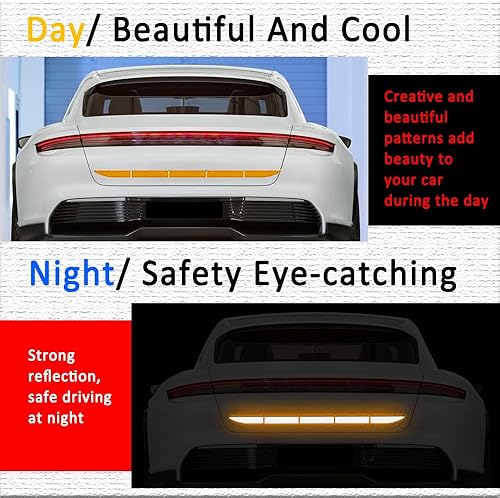 Miniatura 6 de Adhesivos reflectantes fuertes a rayas, impermeables, autoadhesivas, calcomanías reflectantes para parachoques de automóvil, calcomanías