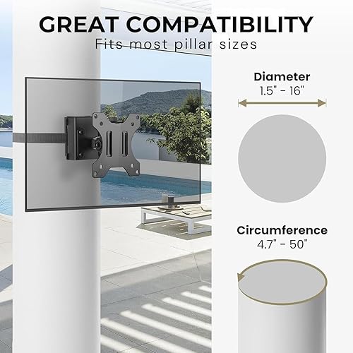 Miniatura 6 de CondoMounts ZeboZap ZZTVS2011 - Soporte de poste VESA universal con placa VESA extraíble de 2.953 in y 3.937 in | Soporte de poste sin taladrar | Se