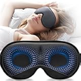 YFONG Weighted Sleep Mask, Women Men 3D Eye Mask Blocking Lights Sleeping Mask (4.2oz/120g), Pressure Relief Night Sleep Eye Mask with Adjustable Strap, Eye Cover Blindfold for Travel Nap Yoga, Gray
