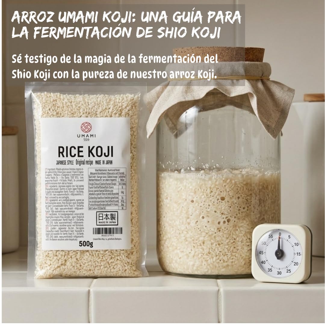 Umami Rice Koji 500g - Arroz Koji Seco para Fermentación - Starter para Miso, Sake, Amazake y Shio Koji - Aspergillus Oryzae - Calidad Profesional
