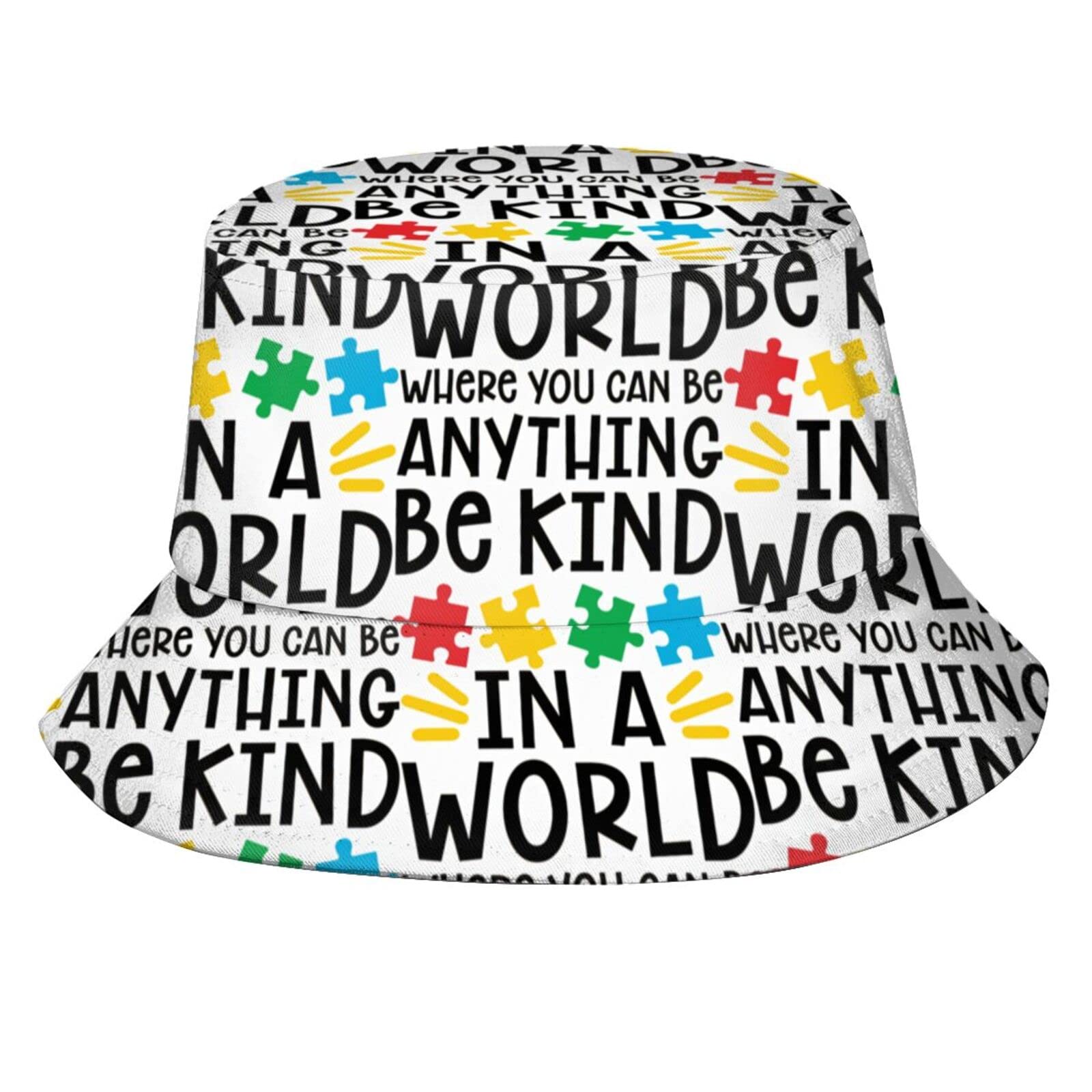 Bucket Hat Autism Autism Awareness Puzzle Piece Fisherman Travel Packable Sun Outdoor for Women Men
