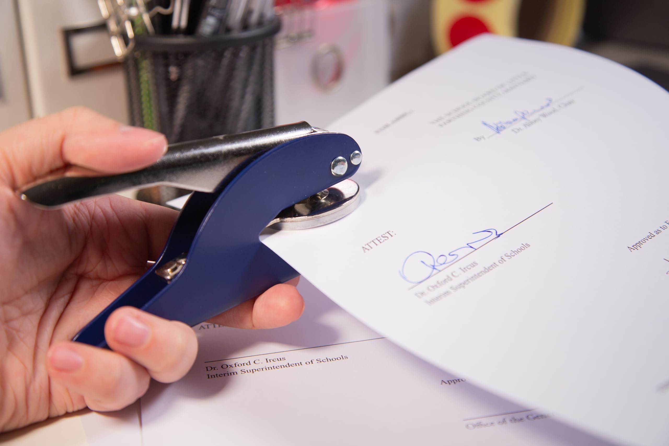 Papierprägezange Personalisierbar – Ex Libris Prägestempel, 38 Mm Rund, Für Bücher, Urkunden & Karten