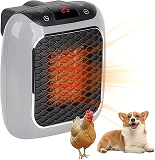 KHEARPSL Dog House Heater Chicken Coop Heater 800W Electric Heater Wall Space Heater Pet Heater with Timer, Adjustable Temperature, Overheat Protection