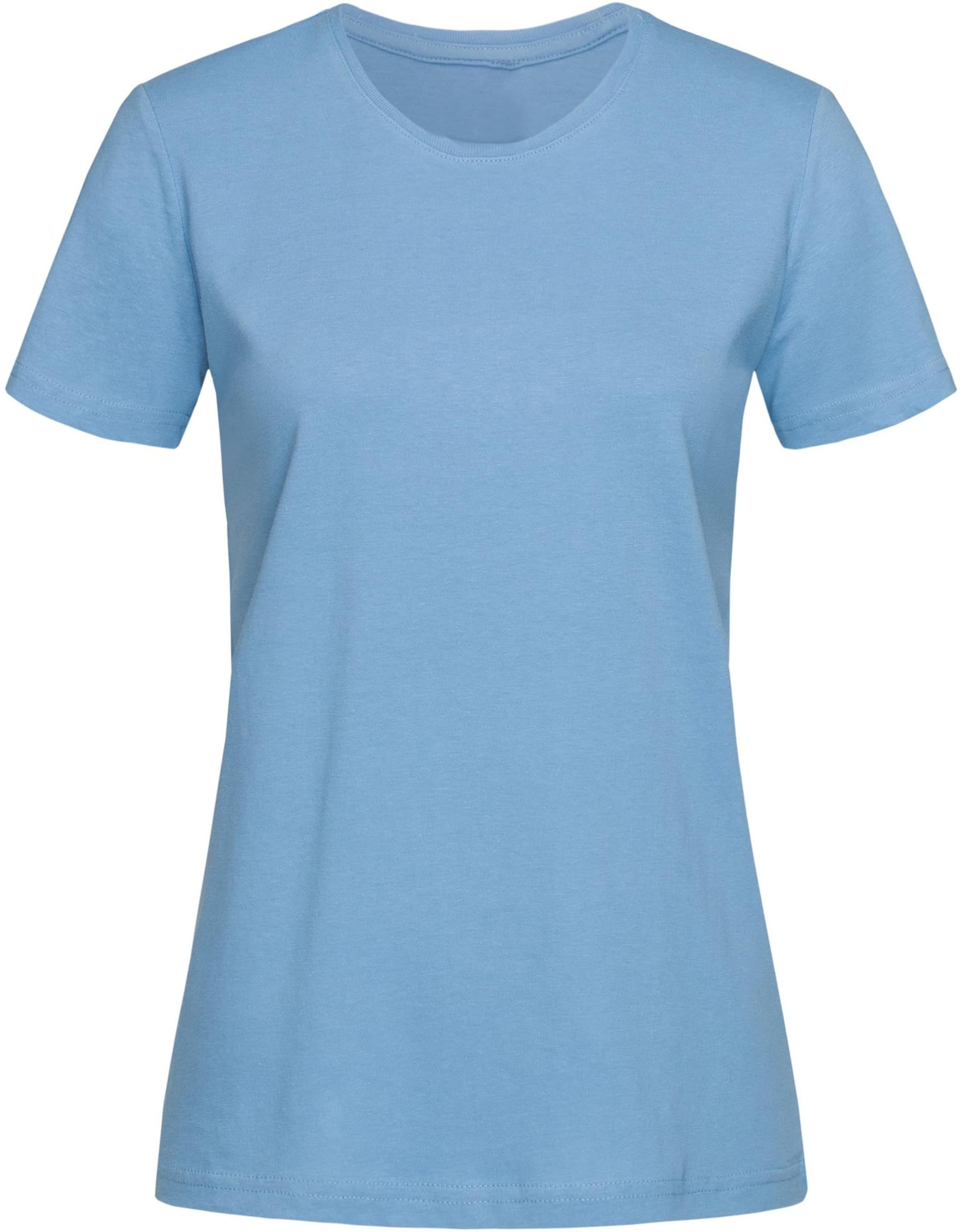 COOZO Women's Regular Fit Crew Neck Soft Hand Feel Classic T-Shirt - Light Blue - 2XL