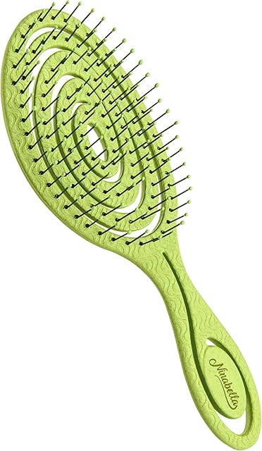 Ninabella Organic Detangle Hair Brush for Women, Men & Children - Does not Pull the Hair - Hair Straightening Brushes for Curly, Straight & Wet Hair - Unique Spiral Hairbrush