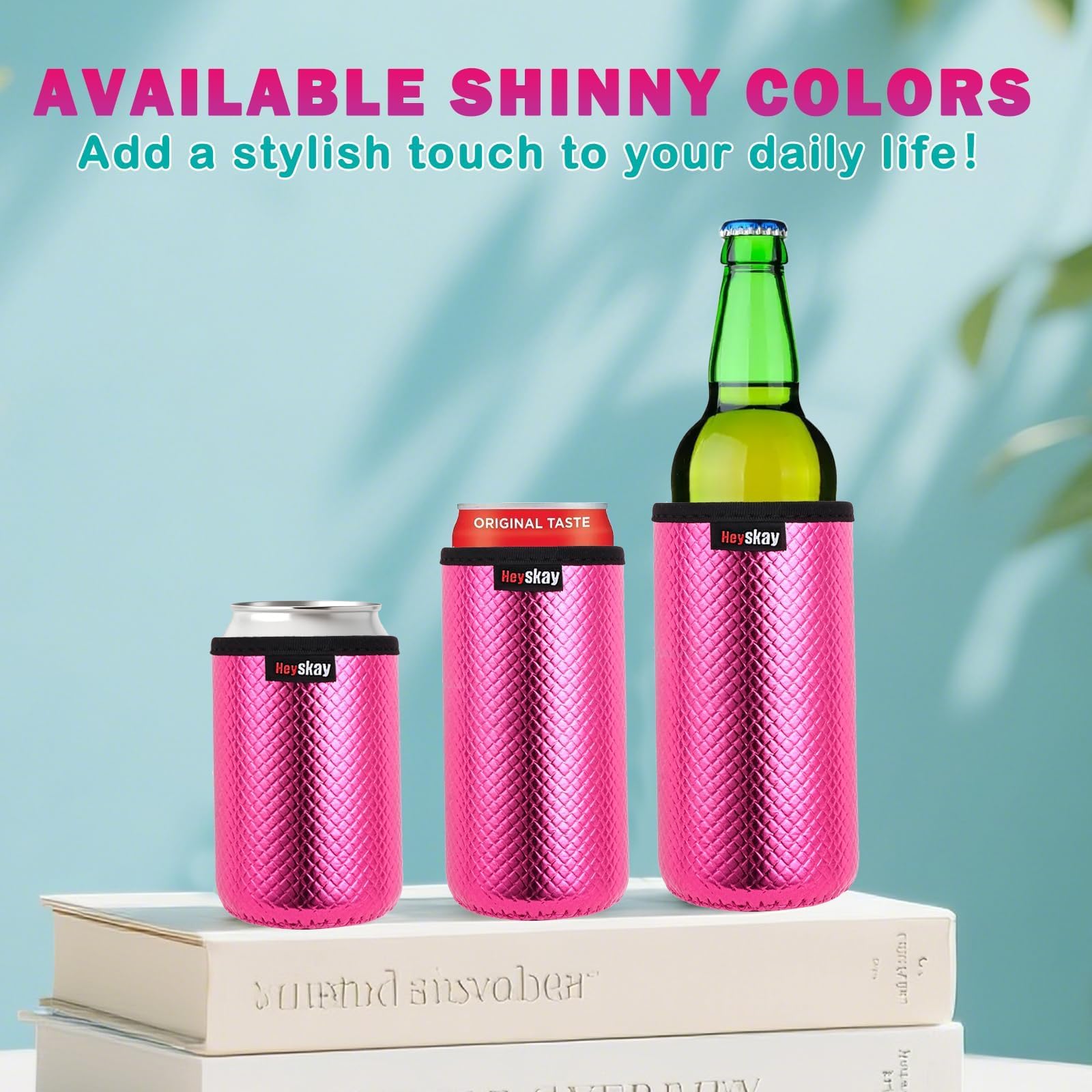 HEYSKAY Fundas para latas de 3 tamaños: 340.2 g, fundas delgadas de 12 onzas y enfriador de latas de cerveza Koozie de 16 onzas para refrescos, cerveza, agua con gas, agua con gas, garra blanca