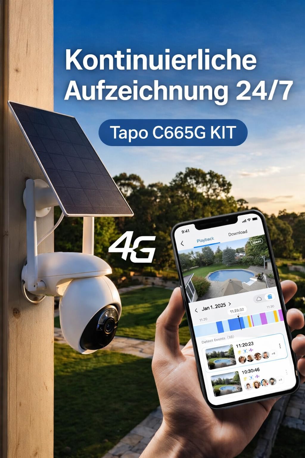 Tapo C665G KIT 4K 4G LTE Überwachungskamera mit SIM Kartenslot | Solar 360° Kamera mit 10000mAh Akku Outdoor | Unterstützt 4G & WLAN | Farbnachtsicht | Kostenlose KI-Erkennung | Lokale MicroSD & Cloud