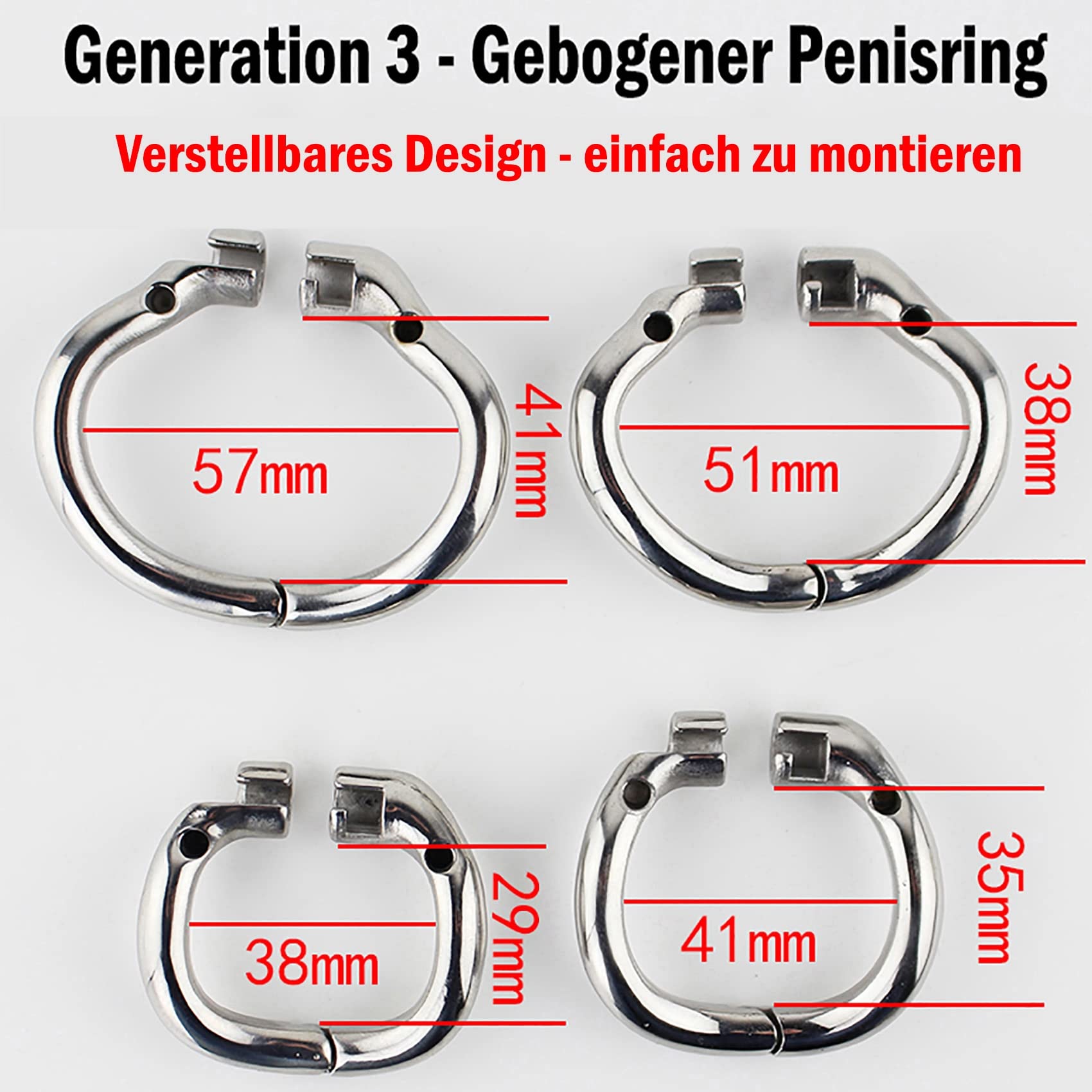 Klein 3D Peniskäfig Atmungsaktiv Edelstahl Keuschheitskäfig Herren Mit Hohler Harnröhren Dilator Und Verstellbar 3.0 Cockringe SM Keuschheitsgürtel Sex Toys Für Männer,Silber,57mm