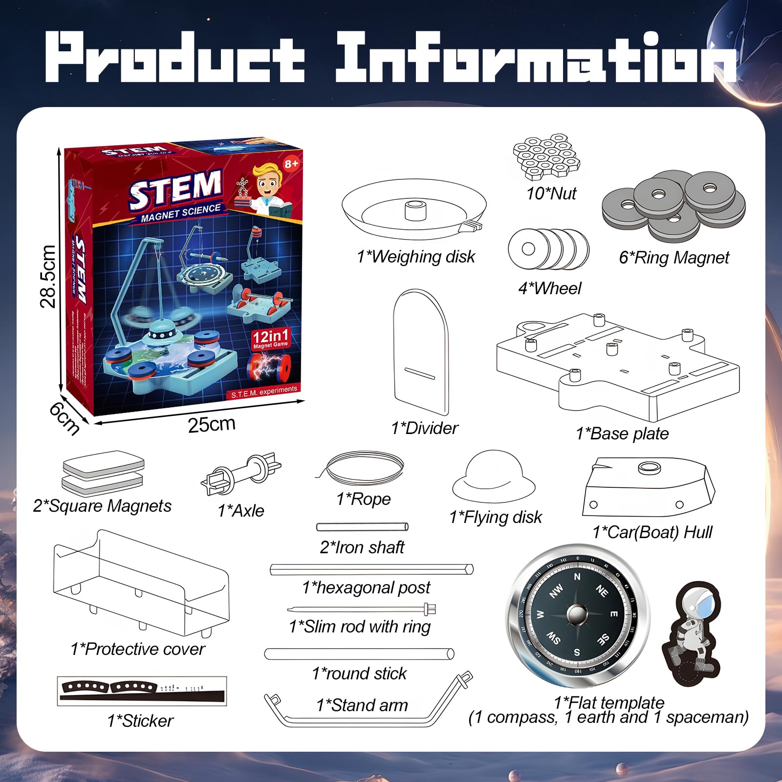 Magnetic Science Kit,Anti Gravity Magnetic Levitation Kit,12 in 1 Magnetic Science Magnetic Toys for Kids Ages 8-12 Magnets for Science Magnetic Physics Toys Educational Gift for Kids - Image 2