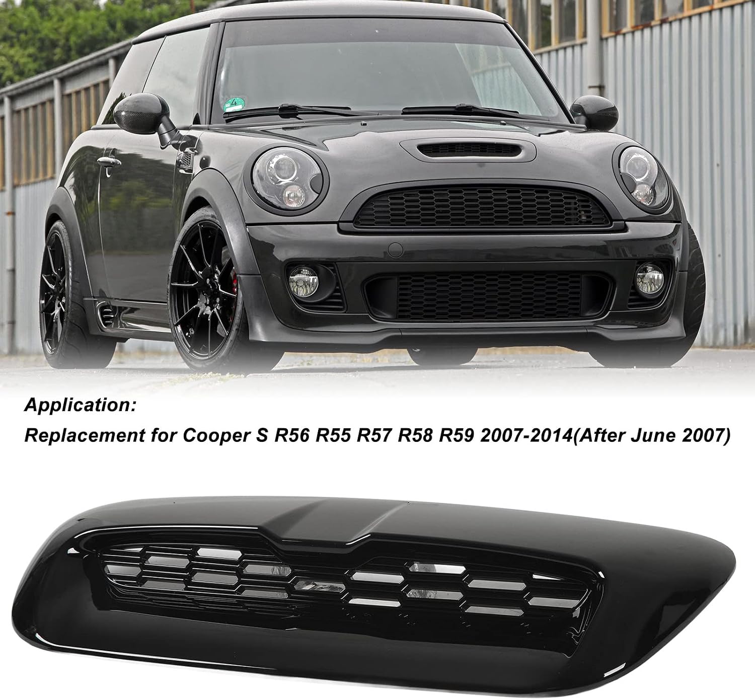 2PCS Hood Air Vents Car for Car Hood Scoop, Bright Black Bonnet Vent Hood Replacement, Front Engine Hood Vent Trim for MlNl S R56 R55 R57 R58 R59