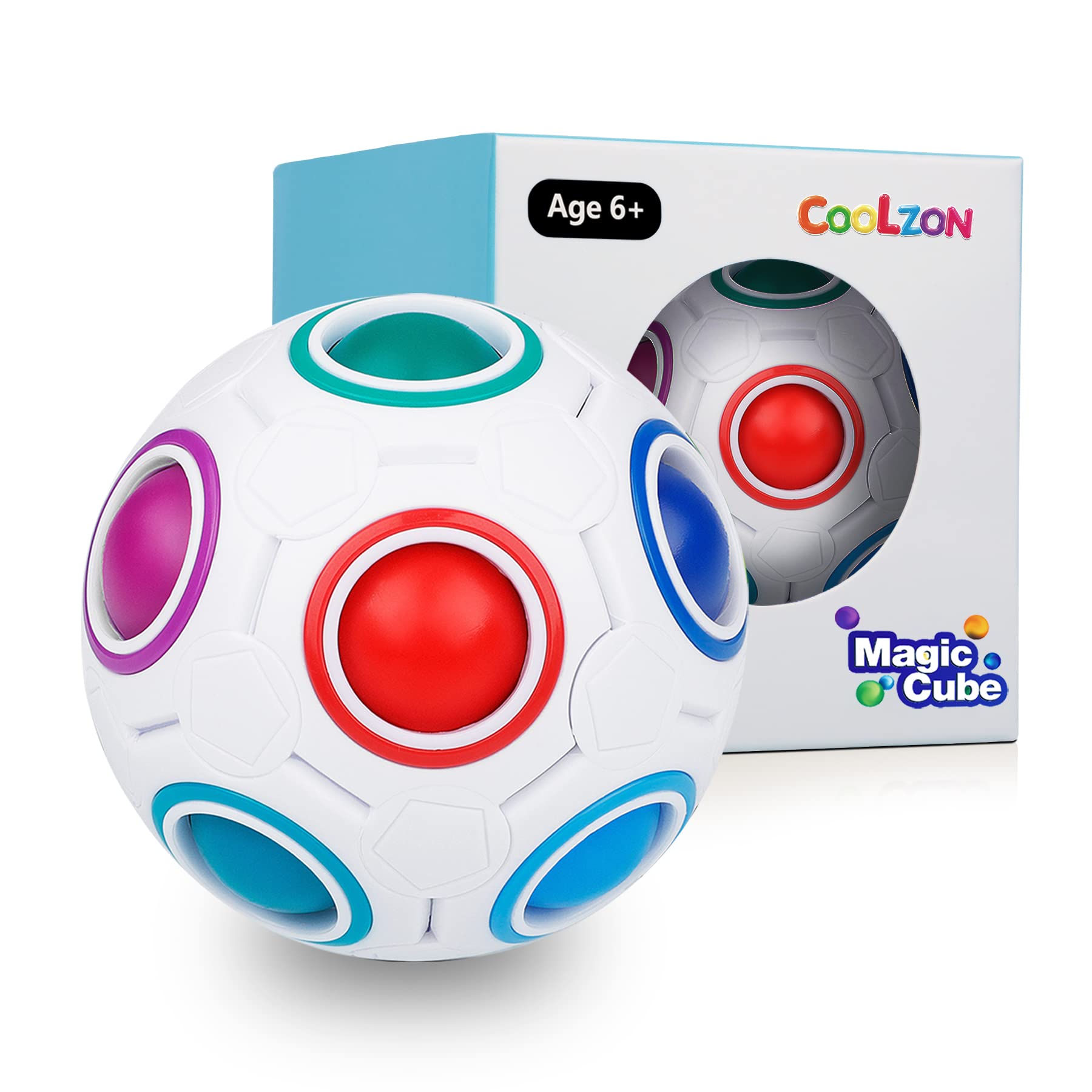 Coolzon Magic Rainbow Ball 3D Puzzle Cube Educational Brain Teaser for Kids Adults, White