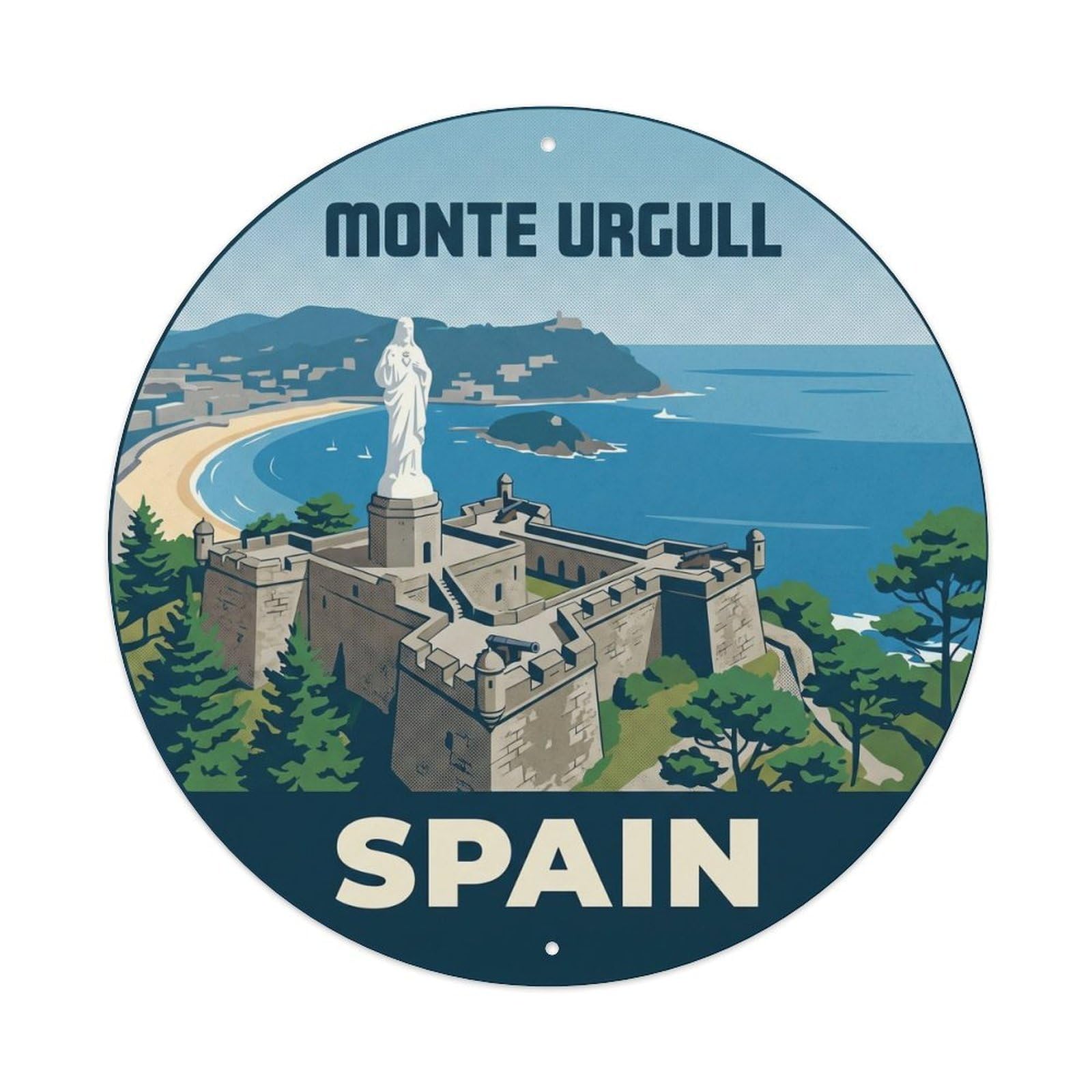 San Sebastian Monte Urgull Spain Landmark Travel Metal Tin Sign