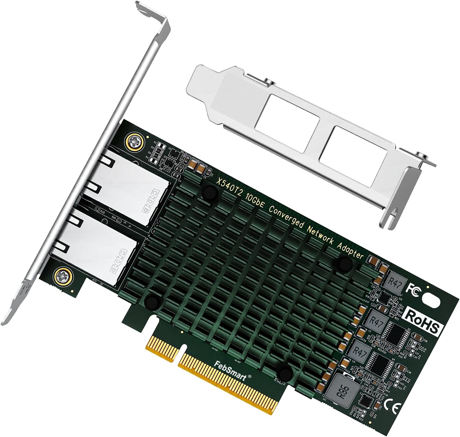 PCIE X8 Interface to 2X 10Gbps RJ45 Ports Network Adapter, Intel X540-AT2 Ethernet Controller, 2X 10GbE RJ45 Interface PCIE NIC Card, PCI Express 10GbE Converged Network Adapter (X540T2)