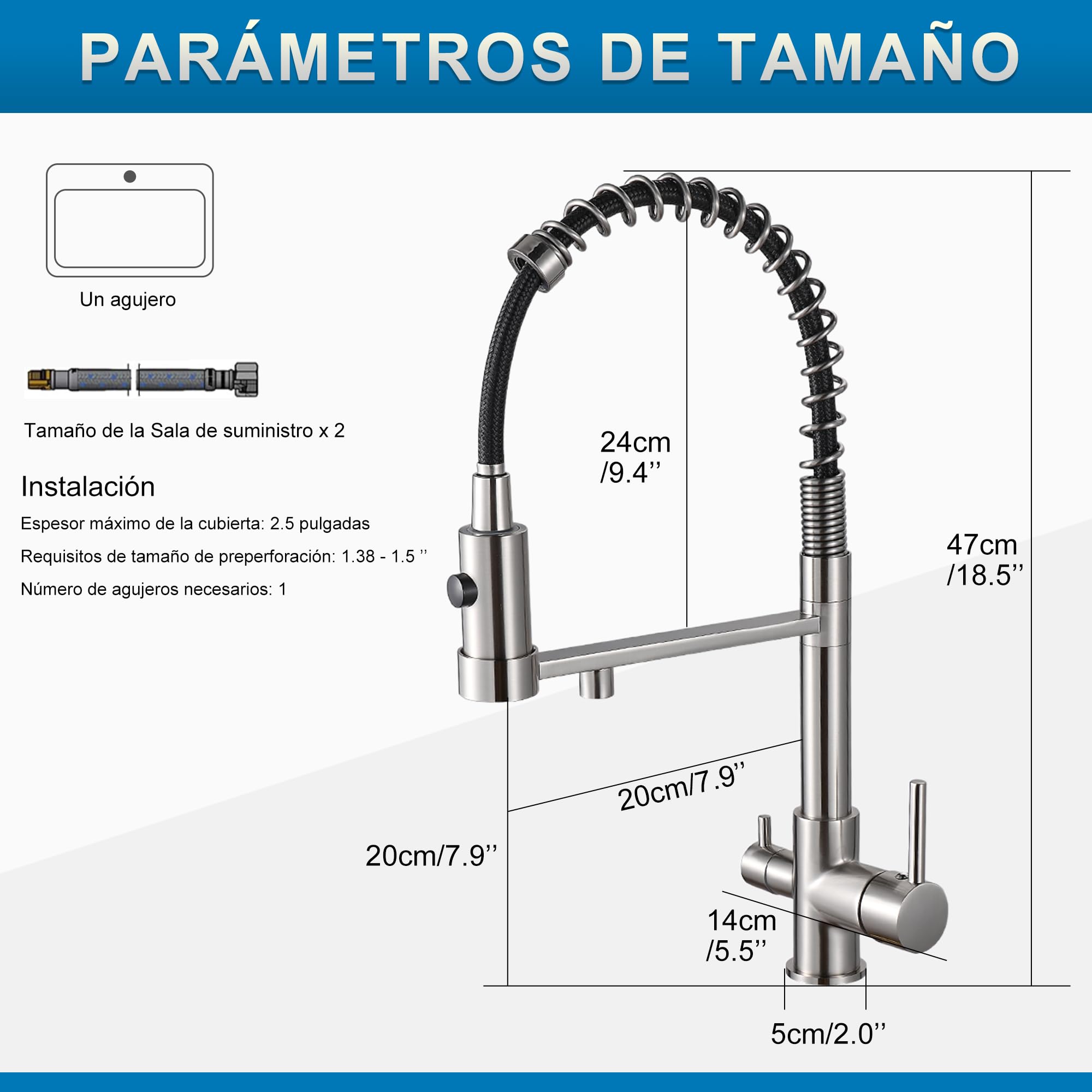 Robinet de cuisine 3 voies extensible en laiton 3 en 1 pour filtre à eau Nickel brossé