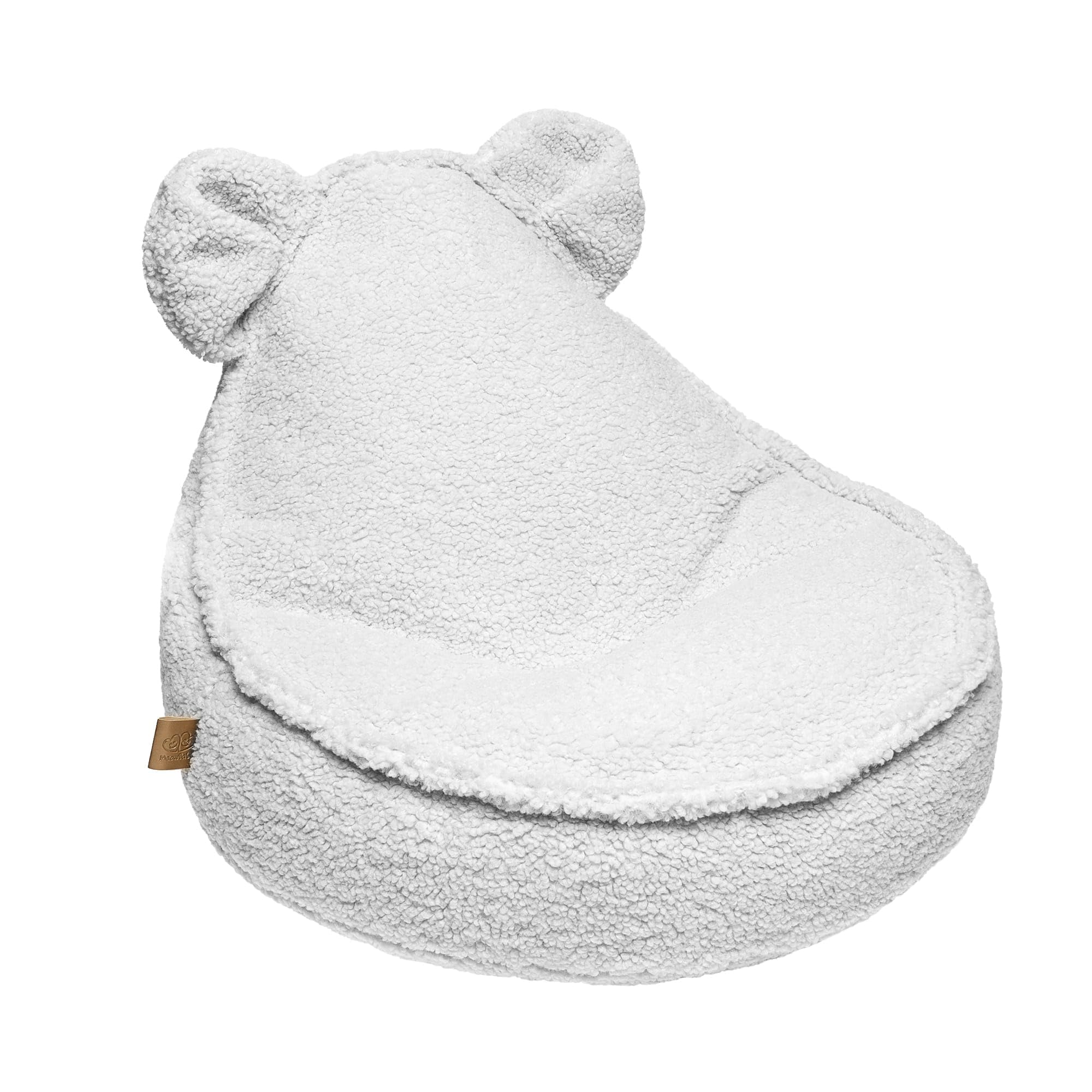 MEOWBABY Pouf Chambre Enfant - Fauteuil Poire Confortable et Léger - Pouf Poire Ergonomique pour Lecture et Jeu - Siège Douillet pour Fille et Garçon avec Remplissage de Billes, Bearly, Blanc