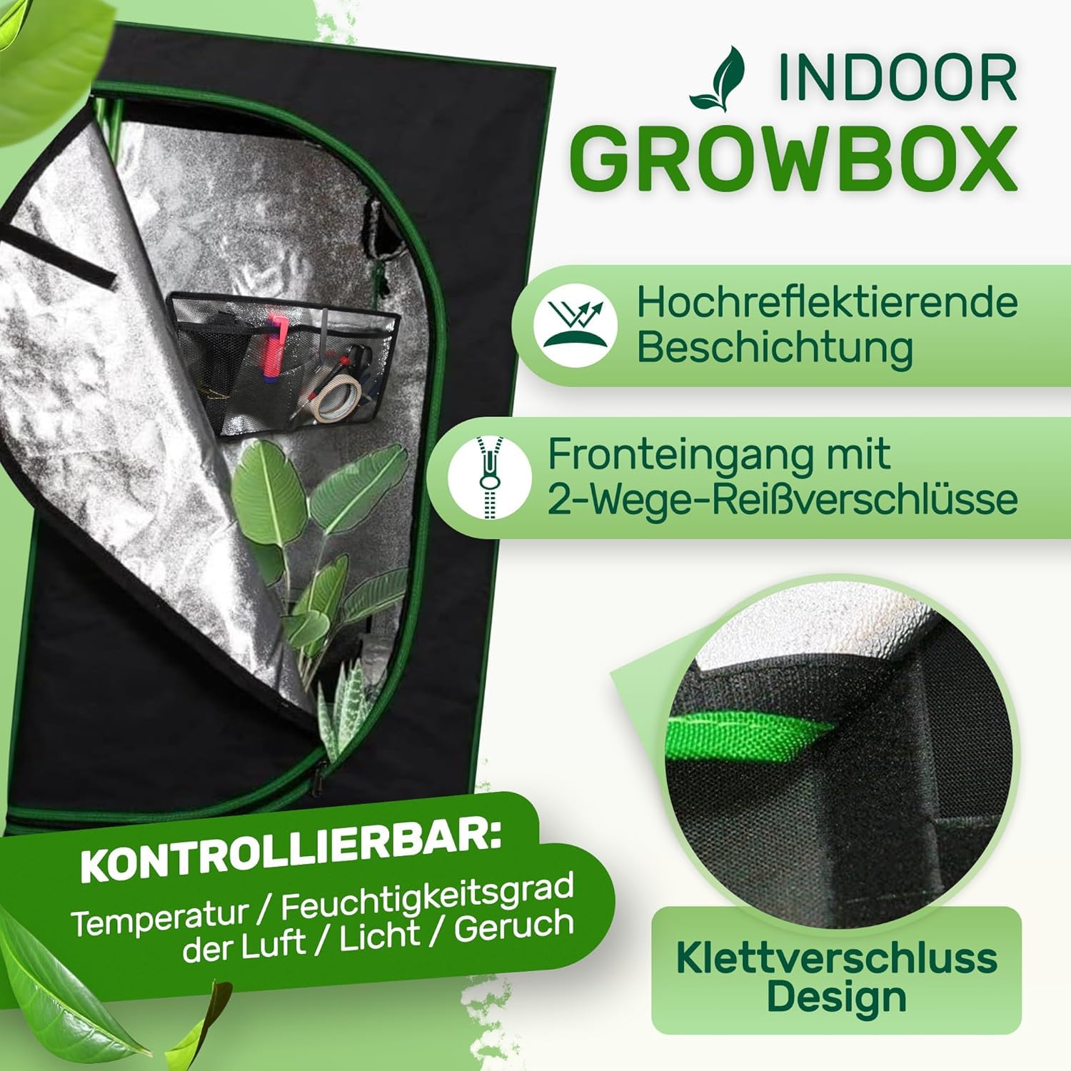 Melko - Growbox 120 x 90 x 145 cm zestaw z miernikiem 3 w 1 – lekki i wodoszczelny namiot do uprawy roślin z odblaskową folią wewnętrzną – namiot hodowlany do uprawy roślin hydroponicznych