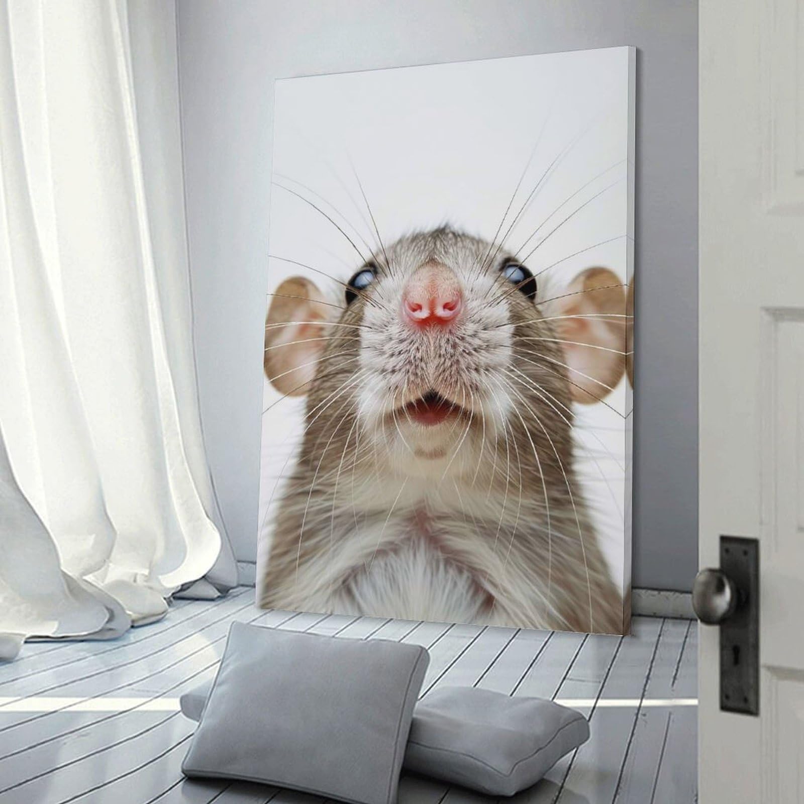Junmoney Rat Face Canvas Wall Decor 20x30inch(50x75cm), for Calm Bedrooms, Home Corners Or Flats, An Easy Wall Refresh for Bedrooms