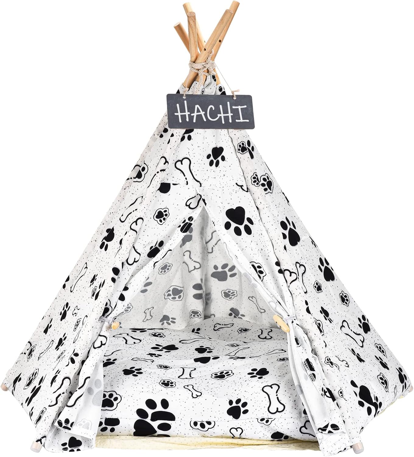 Tipi Tienda de campaña para mascotas con cojines, extraíble y lavable, tienda de campaña para perros, tienda de campaña para mascotas, cama plegable para mascotas, puerta frontal con cerradura