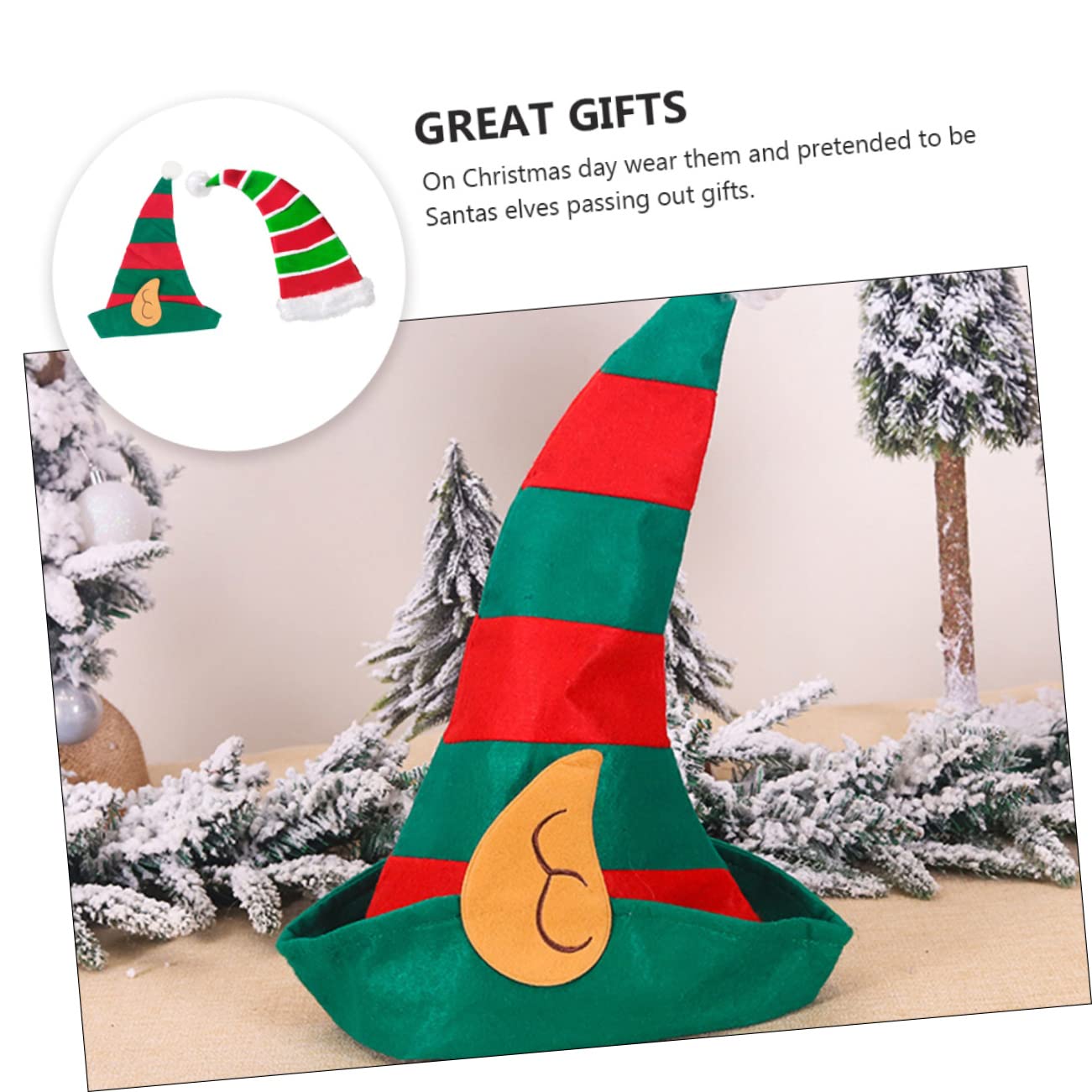 SHOWERORO 4pezzi Cappelli Da Elfo Natalizi Accessori Per Festività e Feste Di Natale Decorazioni Divertenti Per Giochi e Celebrazioni