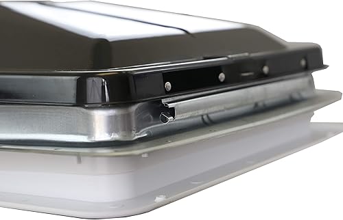 Miniatura 3 de Class A Customs Ventilador de techo de 14 pulgadas para caravana de 12 voltios con tapa estilo cuña ahumada, anillo de guarnición de 1 pulgada,