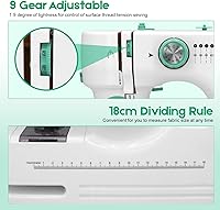 Vista 3 de Sewing Machine for Beginners with 12 Built-in Stitches, 6 Included Feet, Portable Sewing Machine with Foot Pedal, High-Low Speeds