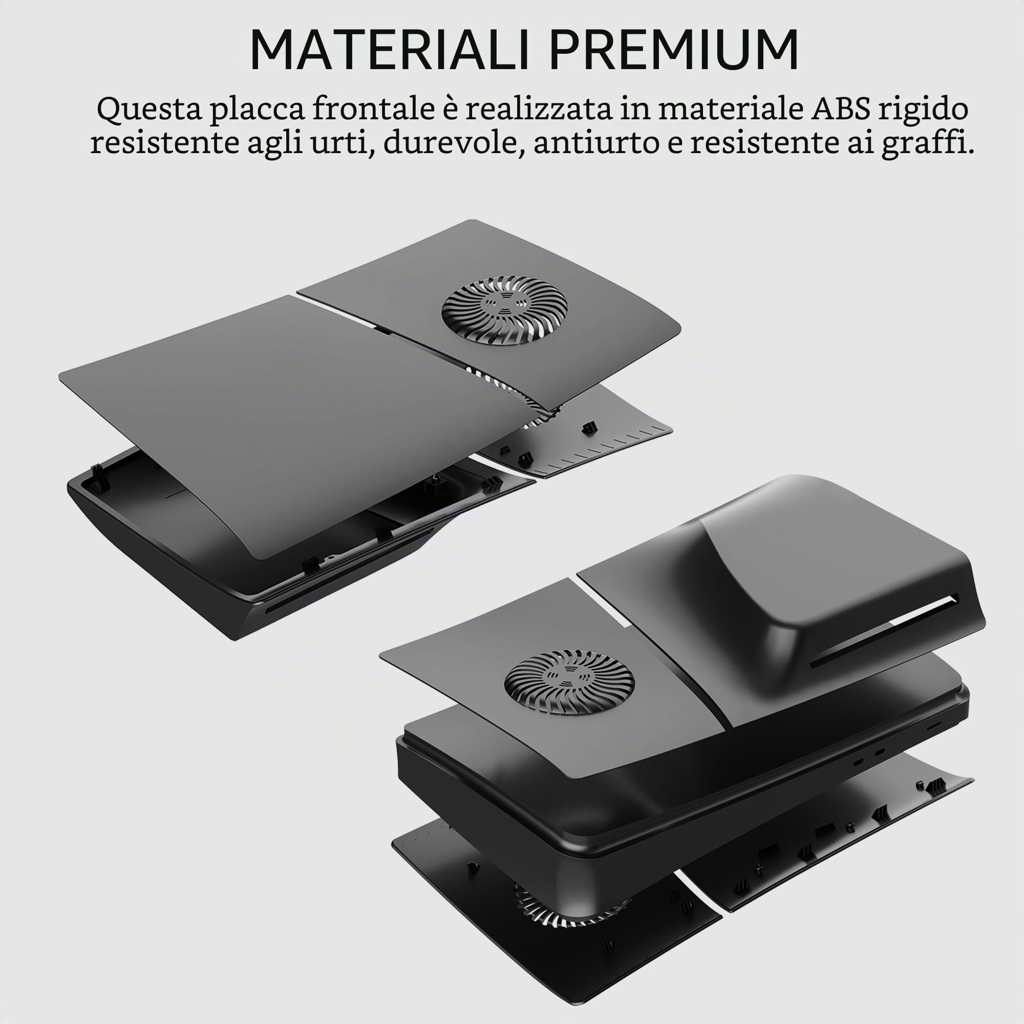 DOBEWINGDELOU Faceplate per PS5 Slim Disc Edition con prese d'aria e filtro antipolvere, pannelli laterali ABS antipolvere di ricambio