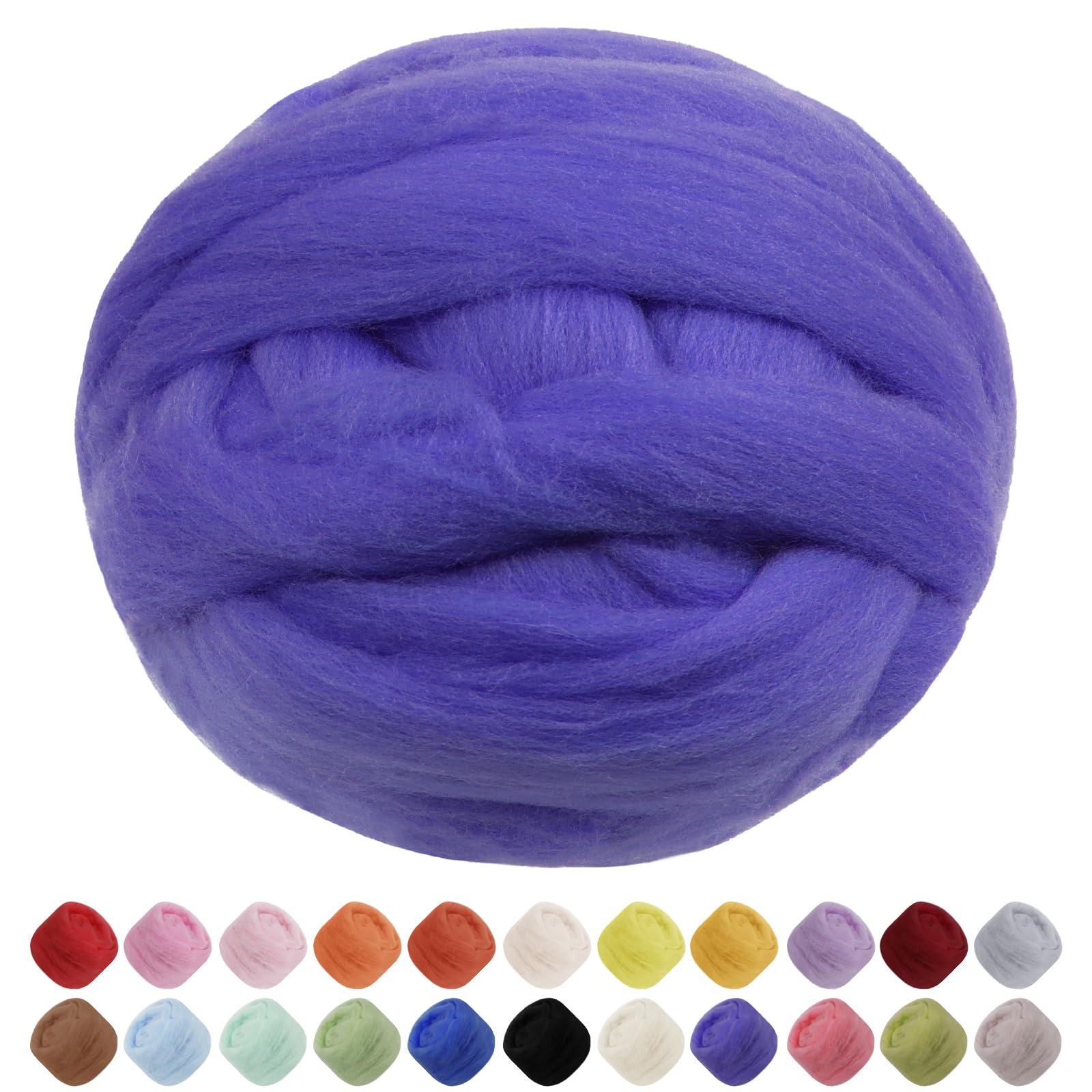 Uiopa Needle Felting Wool, 100g Felting Wool Soft Wool Roving Yarn, Purple Wool Roving for Needle Felting, Wet Felting, Felting Projects, DIY Crafts