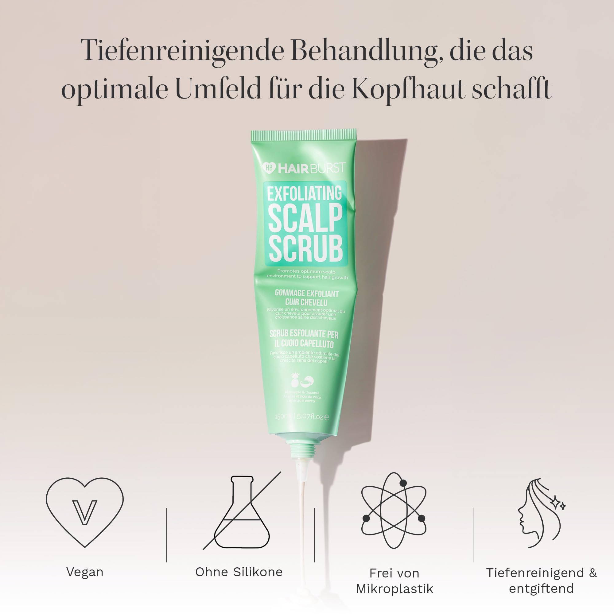 HAIR BURST Exfoliating Scalp Scrub — Kopfhautpflege vor dem Shampoo – Fördert Haarwachstum, Balanciert und Reinigt Tiefenwirksam – Für schuppige Kopfhaut und Ablagerungen – Für alle Haartypen geeignet